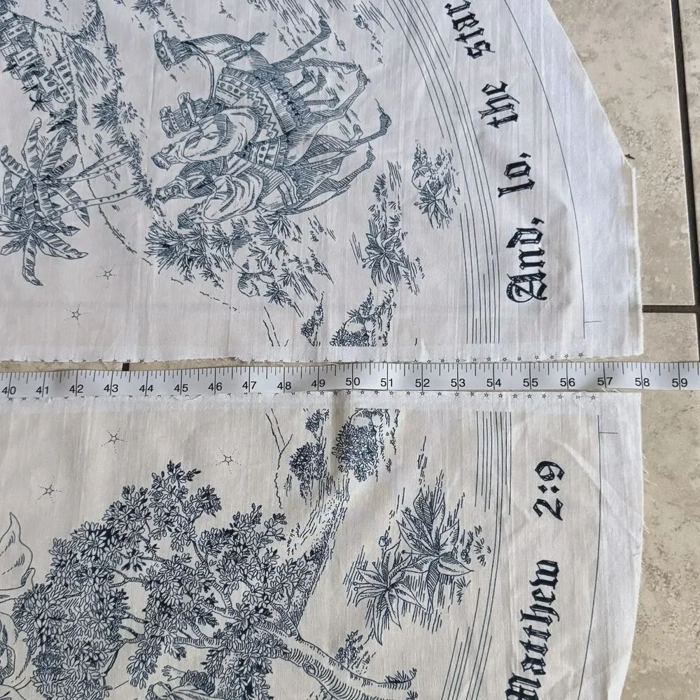 Daisy Kingdom Fabric Panels CHRISTMAS TOILE TREE SKIRT 1664 Nativity Blue 58